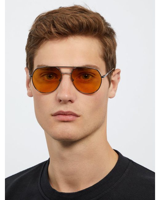 Prada Yellow Tinted Aviator Sunglasses in Metallic for Men | Lyst