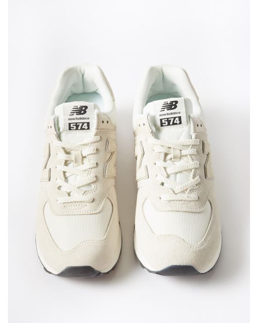 New Balance 574 Suede And Mesh Trainers in White for Men | Lyst