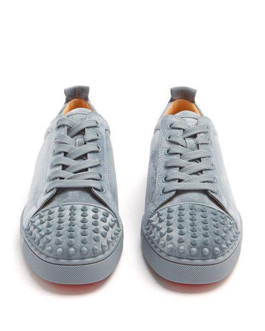 Christian Louboutin Suede Louis Junior Spike-embellished Low-top Trainers  in Grey (Gray) for Men | Lyst