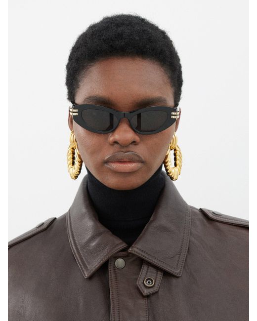 Dior C B1u Cateye Acetate Sunglasses in Black Lyst