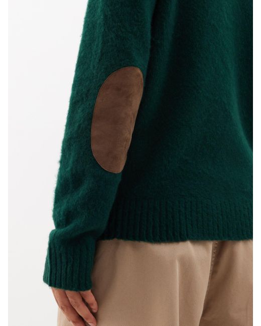 Green sweater with elbow patches sale