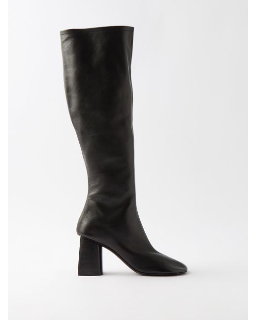 Balenciaga Glove 80 Leather Over-the-knee Boots in Black | Lyst