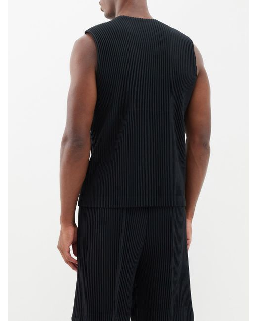 Homme Plissé Issey Miyake Black Technical-pleated Sleeveless Top for men
