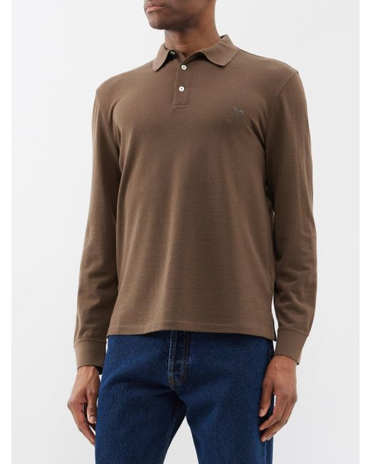 Ralph Lauren Purple Label Standing Horseembroidered Woolpiqué Polo