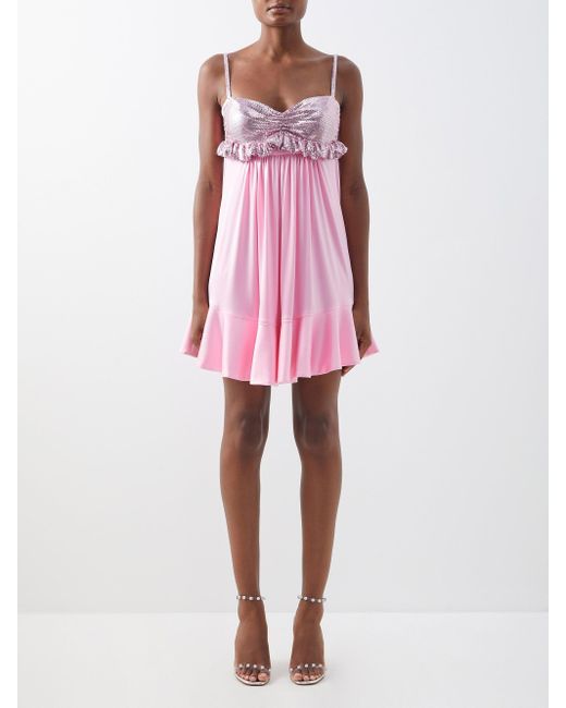 Paco Rabanne Chainmail And Crepe Mini Dress in Light Pink (Pink) Lyst