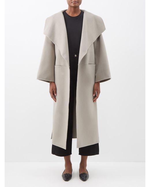 Totême Signature Pressed Wool-blend Coat in Grey | Lyst UK