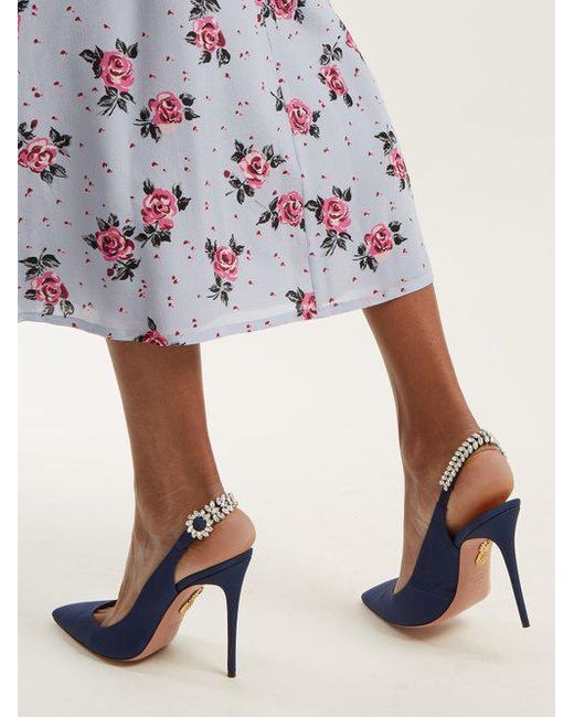 Aquazzura Portrait Of A Lady Embellished Slingback Pumps in Blue