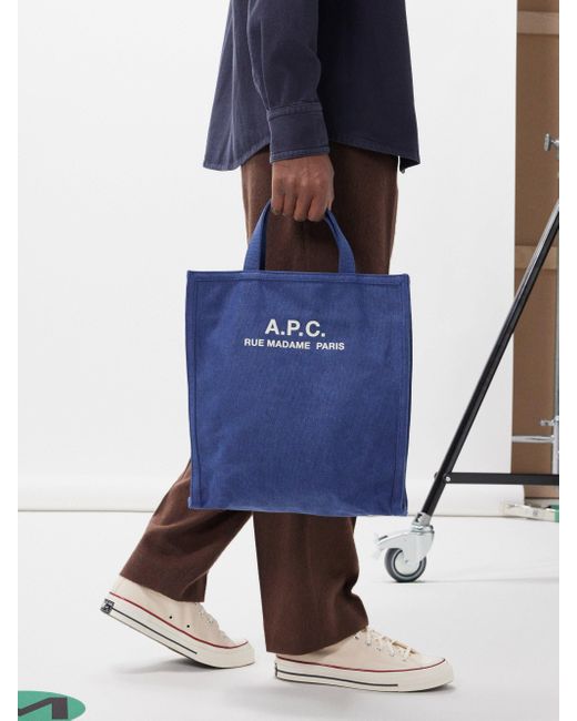 A.P.C. Recuperation Canvas Tote Bag in Blue for Men Lyst UK