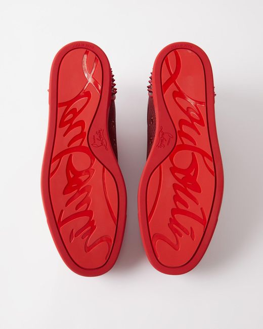 Mens red bottom trainers sale