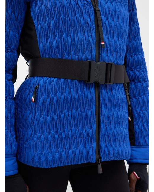 3 MONCLER GRENOBLE Blue Plantrey Faux-fur Collar Belted Ski Jacket
