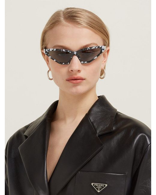Prada Leather Monochrome Camo Cat Eye 