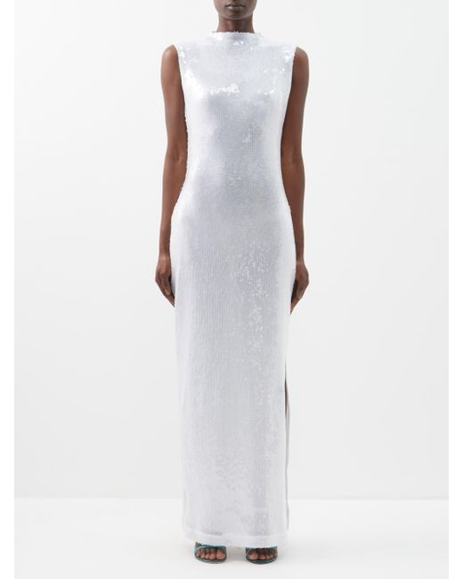 16Arlington Tulle Mira Sequinembellished Sleeveless Dress in White Lyst