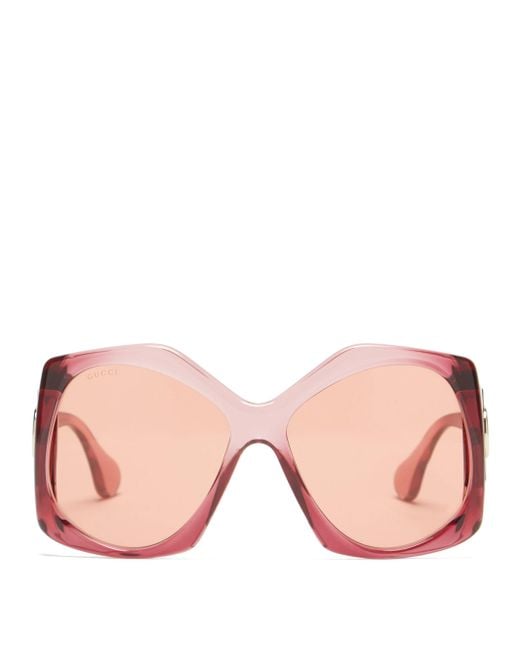 Gucci GG-logo Oversized Hexagon Acetate Sunglasses in Pink - Lyst