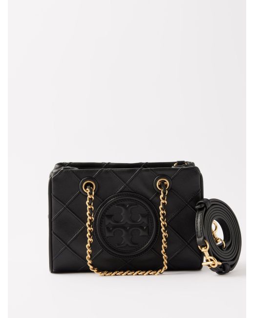 Tory Burch Fleming Mini Quilted Leather Crossbody Bag in Black Lyst