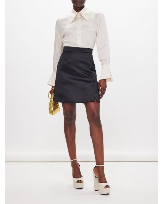 Nina Ricci White Oversized-collar Satin Blouse