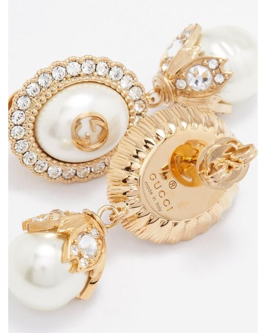 Gucci double g earrings pearl sales