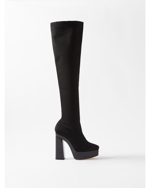 Jimmy Choo Giome 140 Stretch-knit Over-the-knee Boots in Black | Lyst