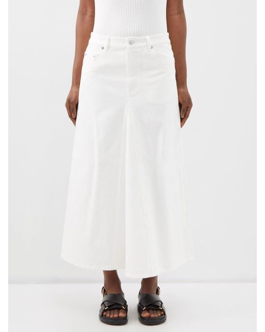 Tibi Denim Midi Skirt in White | Lyst Canada