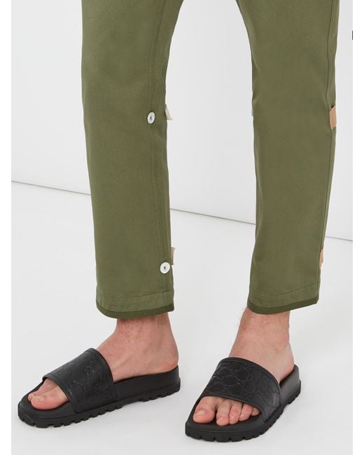 Gucci Pursuit Track Leather Slides in 