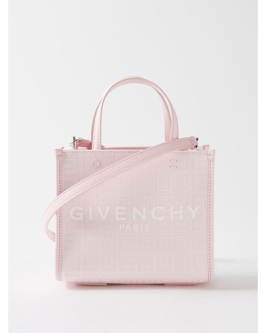 Givenchy G-tote Mini Coated-canvas Cross-body Bag in Pink | Lyst
