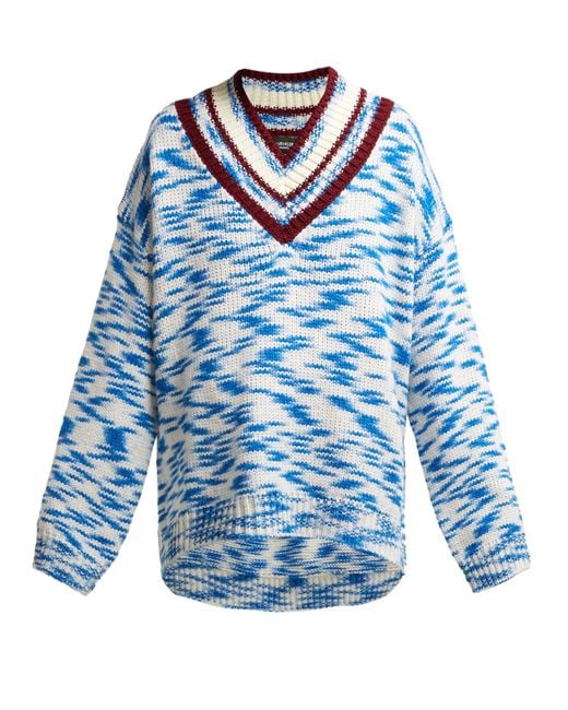 CALVIN KLEIN 205W39NYC Space Dyed V Neck Sweater in Blue Lyst