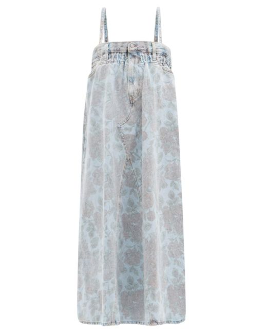 Rose-print Denim Midi Dress 