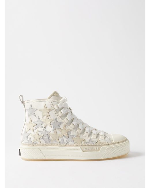 Amiri Stars Court Cotton-canvas High-top Trainers in White for Men | Lyst
