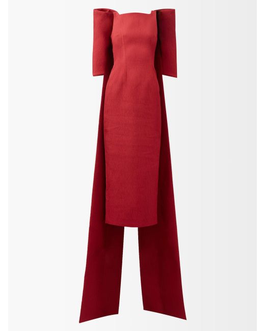 Emilia Wickstead Charlotte Bow-back Cloqué-crepe Dress in Red | Lyst