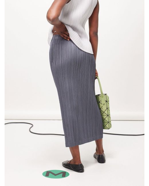 Pleats Please Issey Miyake Technical-pleated Midi Skirt in Gray | Lyst