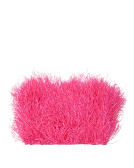 The Attico Faux Pearl trimmed Ostrich Feather Top in Pink Lyst