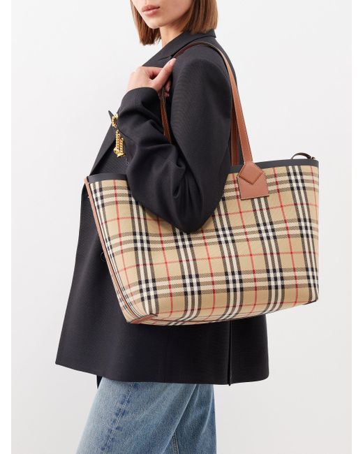 BURBERRY: bag in cotton with jacquard Vintage Check - Beige