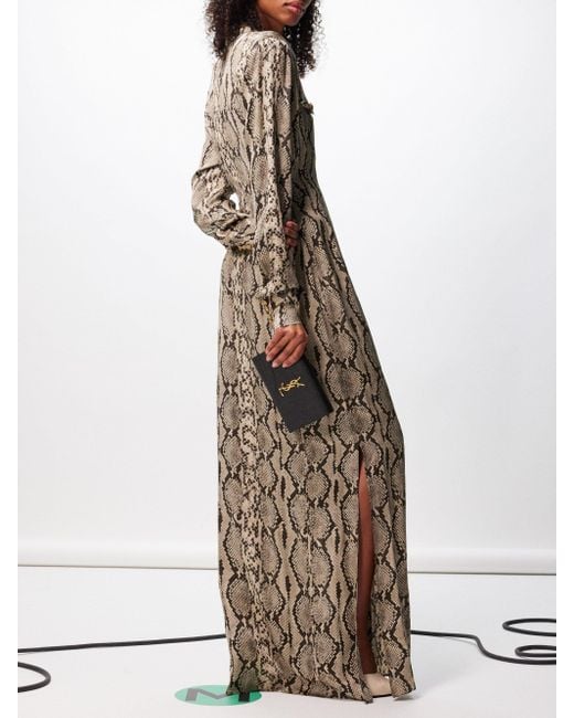Balmain Snake print Satin Shirt Dress in Green Lyst UK