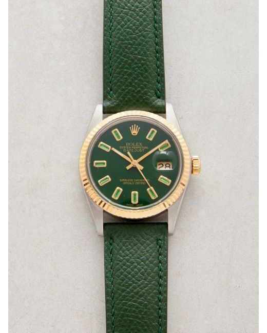 Lizzie Mandler Green Vintage Rolex Datejust 36mm Emerald & Gold Watch