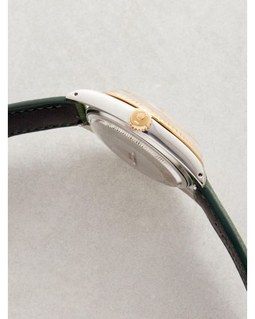 Lizzie Mandler Green Vintage Rolex Datejust 36mm Emerald & Gold Watch