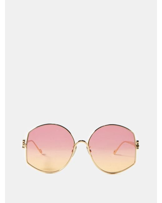 Loewe Oversized Round Metal Sunglasses in Pink Lyst