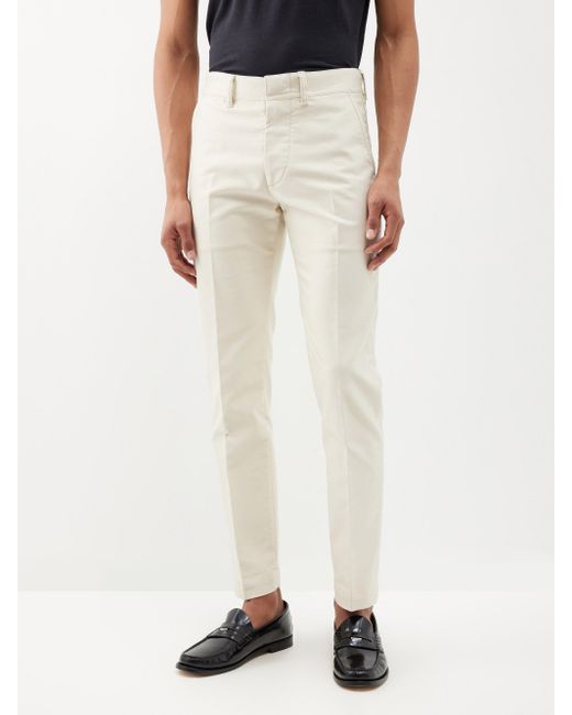 Tom Ford Pressed-front Cotton Chinos in White for Men | Lyst Canada
