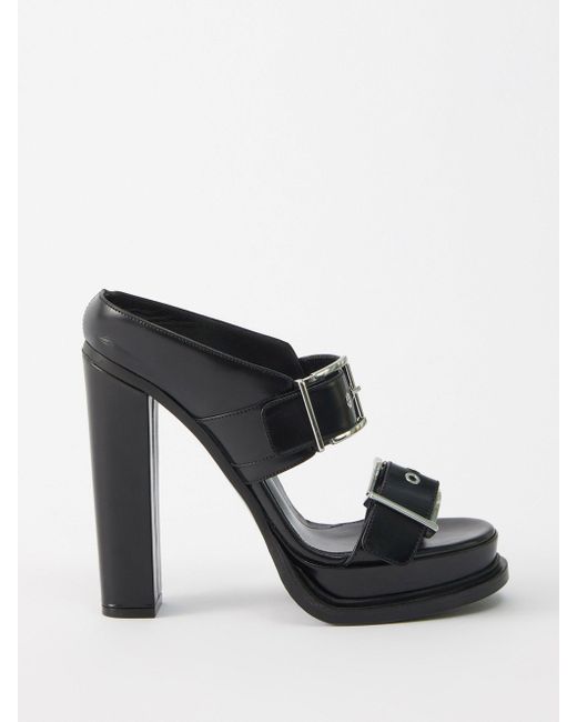 Alexander McQueen Buckled Leather Platform Sandals in Black Lyst
