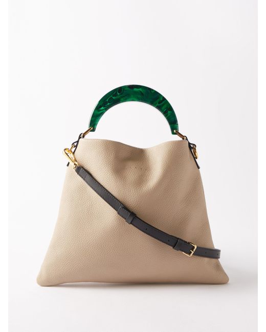 Marni Venice Small Grained Leather Tote Bag in Cream (Natural) | Lyst UK