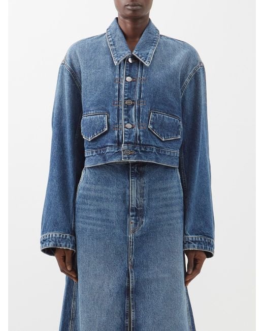 Khaite Combly Cropped Denim Jacket in Blue | Lyst Canada