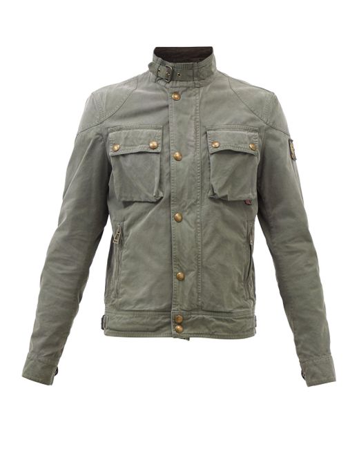 Belstaff Racemaster Waxed Cotton-canvas Field Jacket in Green for Men ...