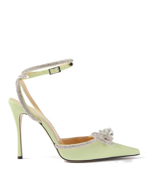 mach & mach double bow silk satin pumps