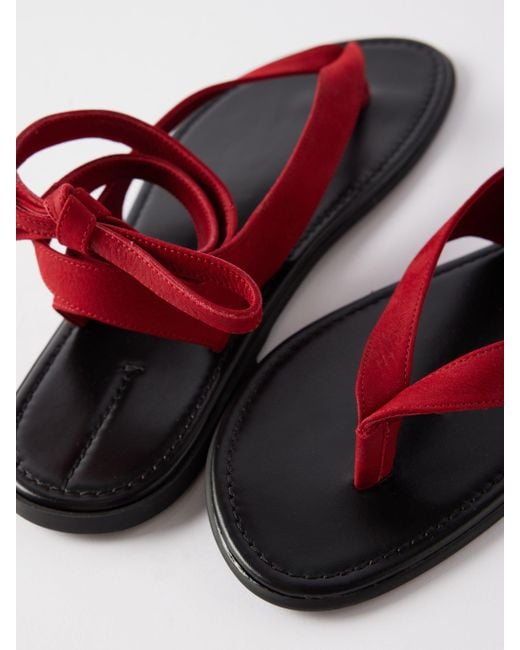 The Row Beach Leather Sandals in Red Lyst