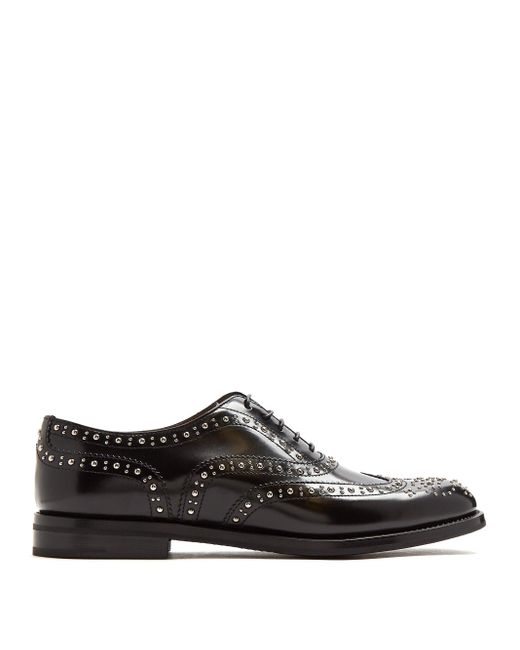 Church's Burwood Stud-embellished Leather Brogues in Black - Save 39% ...