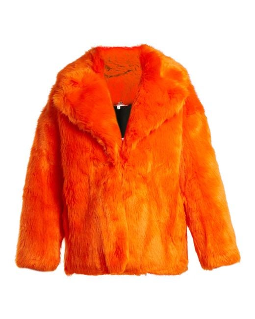 Lyst - Diane von furstenberg Faux Fur Jacket in Orange - Save 42%