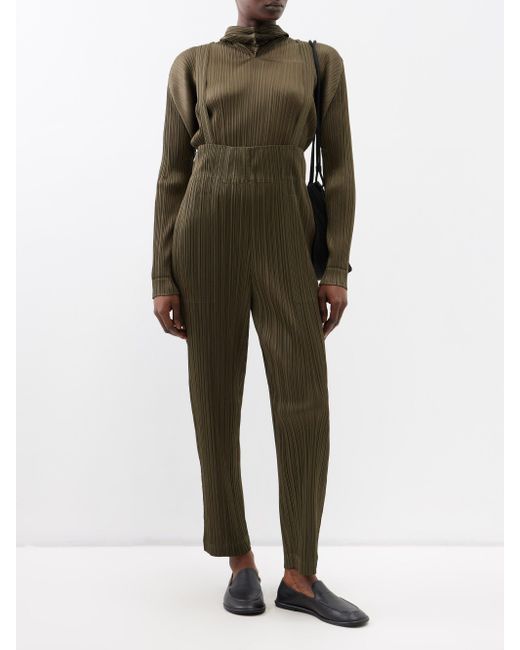 Pleats Please Issey Miyake Green Technical-pleated Overalls