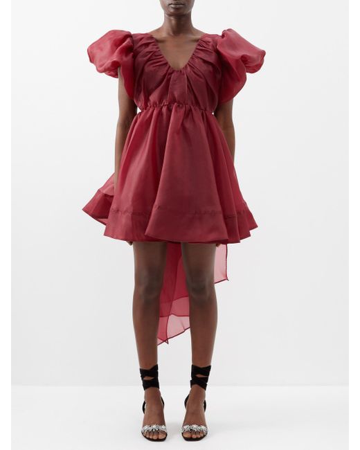 Aje. Gretta Bow-trimmed Organza Mini Dress in Red | Lyst