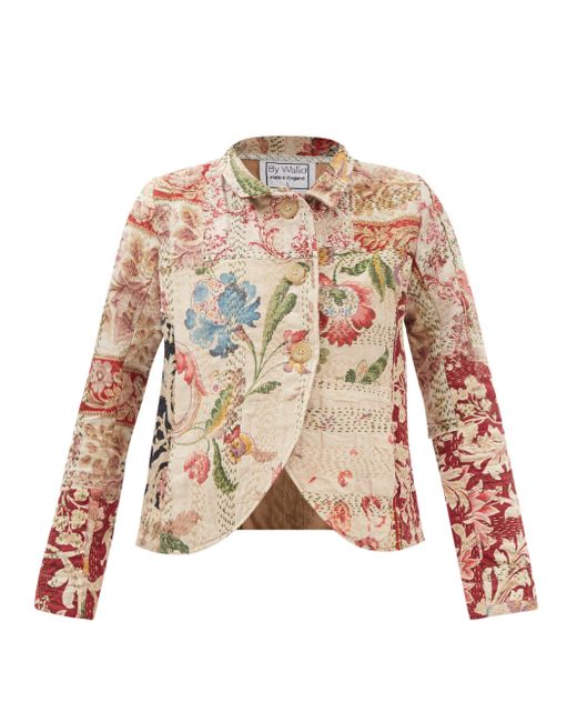 By Walid Anna Embroidered Vintage Cotton-chintz Jacket in Natural | Lyst