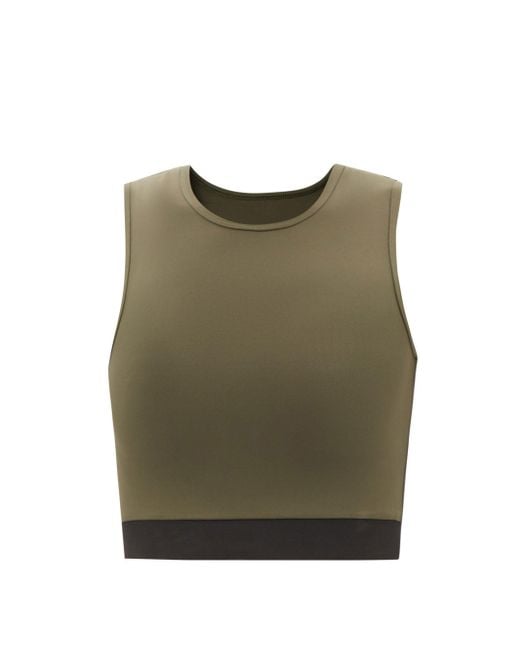 Ernest Leoty Green Alix Two-tone Recycled-fibre Cropped Top