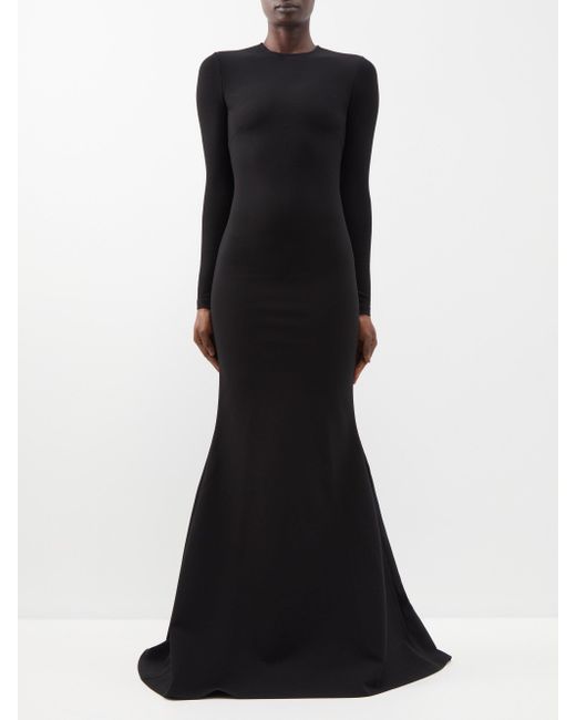 Balenciaga Mermaid-hem Jersey Gown in Black | Lyst
