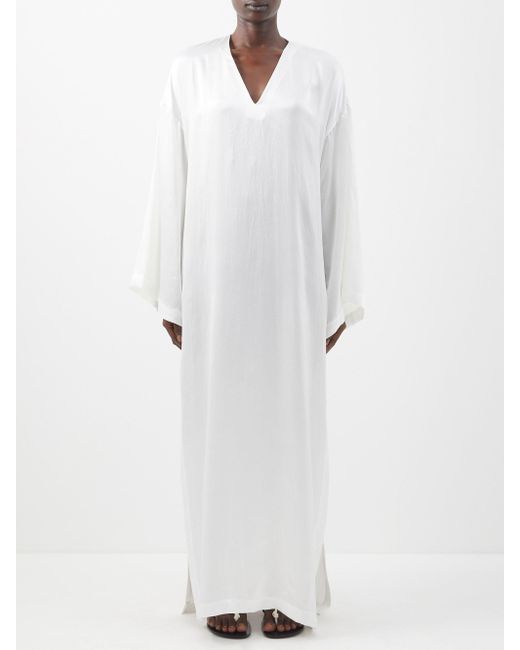 Delos White Leto Silk Kaftan Dress